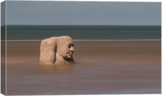 Stone Ogre on the beach at Cleveleys Canvas Print by Tony Keogh