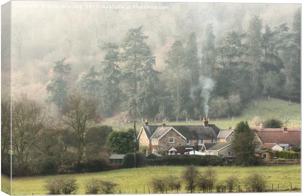 Chimney Smoke in a North Yorkshire village Canvas Print by Andy Aveyard