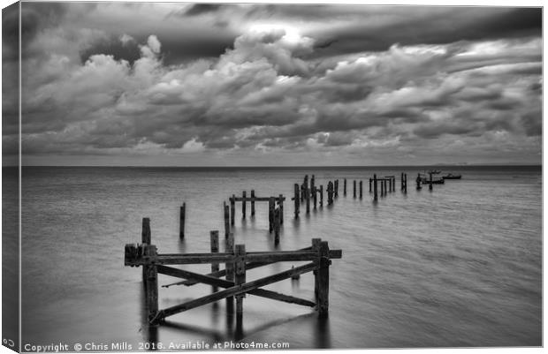 Swanage Pier Mono Canvas Print by Chris Mills