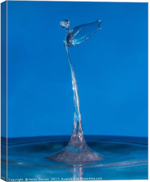Blue silver angel water drop Canvas Print by Helen Davies