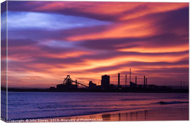 SSI Redcar Steel Works at Sunrise from Seaton Snoo Canvas Print by John Stoves