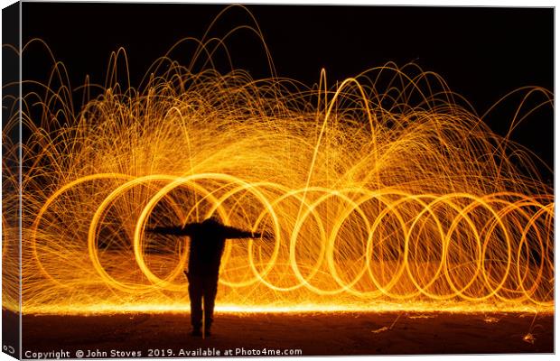 Wire Wool Spinning on Seaton Beach near Hartlepool Canvas Print by John Stoves