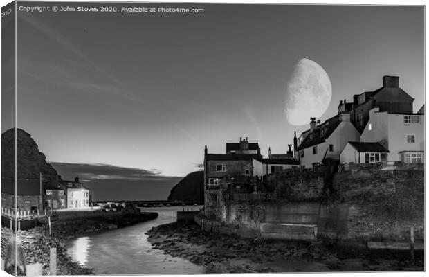 Staithes by night Canvas Print by John Stoves
