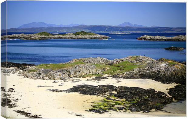 Scottish seascape, Island of Skye in background Canvas Print by Linda More
