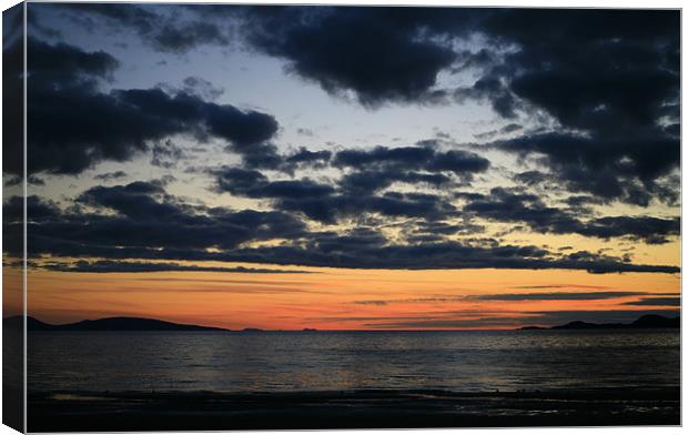 Sunset, cloudscape, Camusdarach beach, Scotland Canvas Print by Linda More