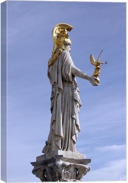Athena statue, Austrian Parliament Building Canvas Print by Linda More