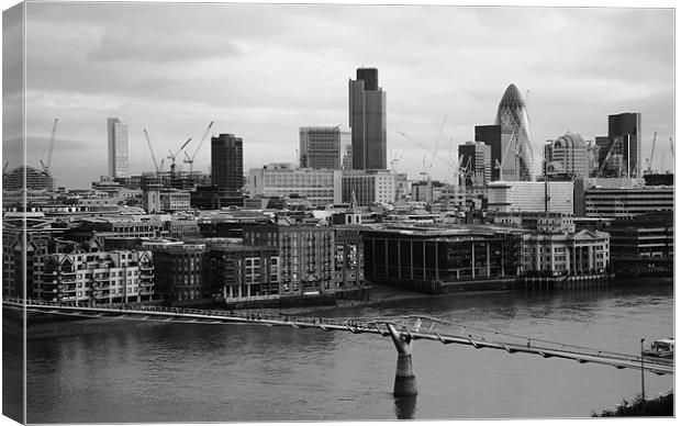 City of London skyline from from Bankside Canvas Print by Linda More