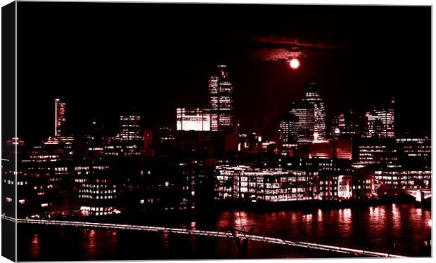 London by night with full moon Canvas Print by Linda More