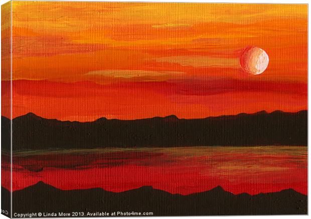 Red planet Mars, red sea and moon abstract Canvas Print by Linda More