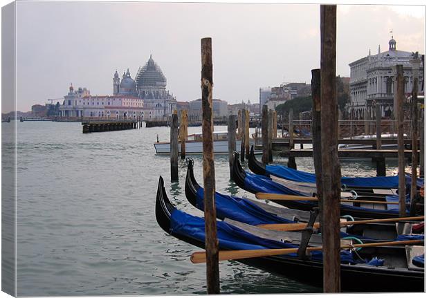 Gondolas in Venice Canvas Print by Linda More