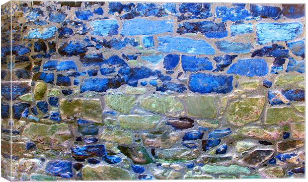 Abstract brick wall with blue tones Canvas Print by Linda More