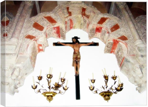 Jesus Christ crucifiction, Mezquita, Cordoba Canvas Print by Linda More
