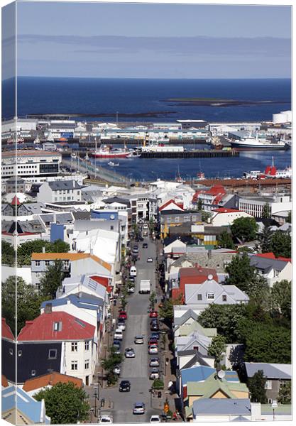 Reykjavik from the Hallgrimskirkja tower Canvas Print by Linda More