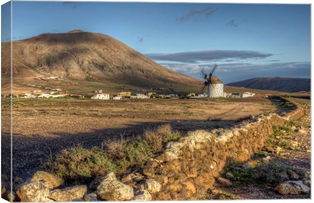 Windmill Landscape, Villaverde, Fuerteventura Canvas Print by John Parker