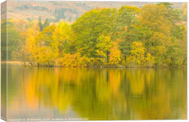 Autumn Trees at Rydal Water Canvas Print by Jill Bramley