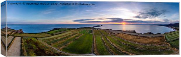 Worms Head , Rhossili and Llangenith Panorama Canvas Print by RICHARD MOULT