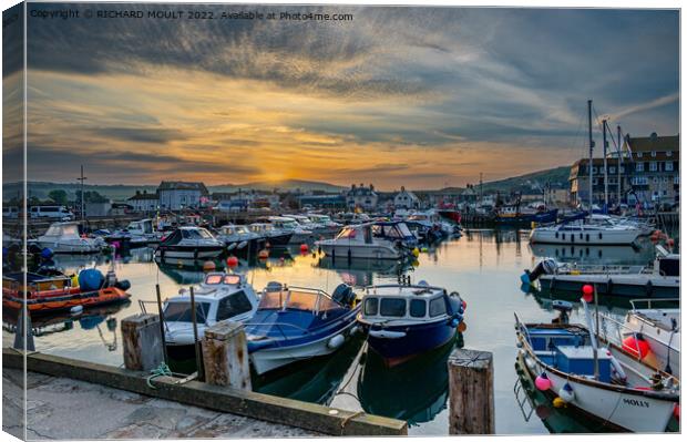 West Bay Harbour Dorset Canvas Print by RICHARD MOULT