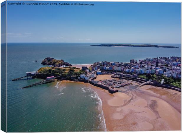 Seagulls view of Tenby Harbour from the drone Canvas Print by RICHARD MOULT