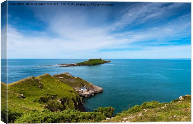 Worms Head Gower Bathed In Summer Sunshine Canvas Print by RICHARD MOULT