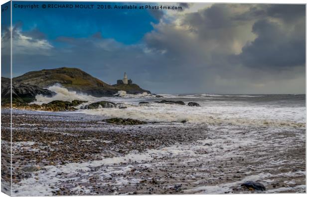 Stormy Mumbles Head Canvas Print by RICHARD MOULT