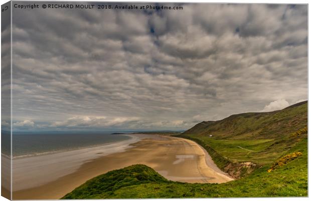 Deserted Llangenith Beach Gower Canvas Print by RICHARD MOULT