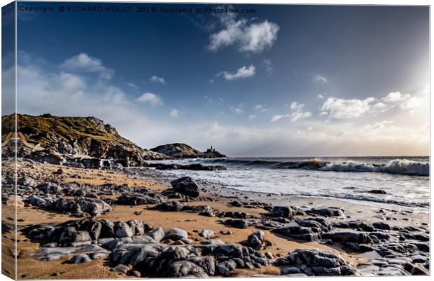 Mumbles Lighthouse from Beacelet bay Canvas Print by RICHARD MOULT