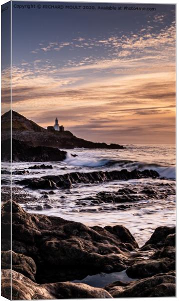 Sunrise at Bracelet Bay on Gower South Wales Canvas Print by RICHARD MOULT