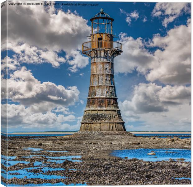 Whiteford lighthouse Gower Canvas Print by RICHARD MOULT
