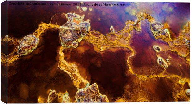Stones in red waters connected by stromatolites Canvas Print by Juan Ramón Ramos Rivero