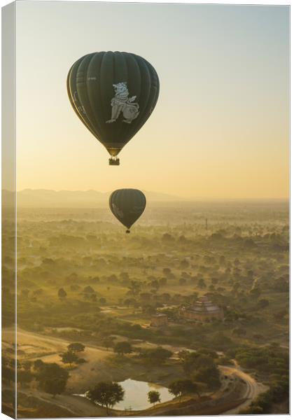 Bagan from a hot air balloon Canvas Print by Genevieve HUI BON HOA
