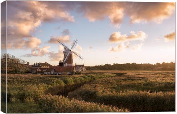 Sunset at Cley Windmill Canvas Print by David Semmens