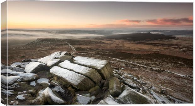 Winter on Higger Tor Canvas Print by David Semmens