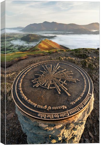 Catbells Trigpoint Canvas Print by David Semmens