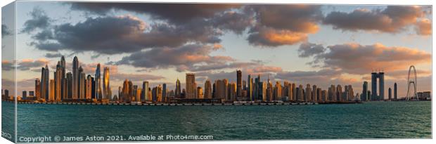 Sunset over the Marina Dubai Canvas Print by James Aston