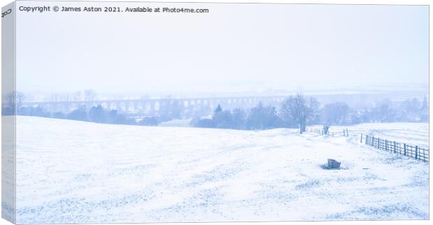 Blizzard conditions in Harringworth Canvas Print by James Aston