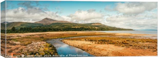 Looking Towards Goat fell from Brodick  Canvas Print by James Aston