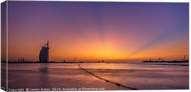 Sunset over the Palm Dubai Canvas Print by James Aston