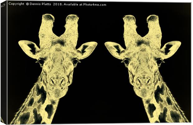 Giraffe Twins Gold Canvas Print by Dennis Platts