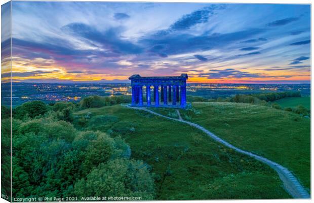 Penshaw Monument bathed in Blue Canvas Print by Phil Page