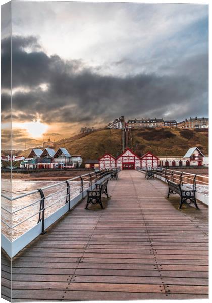 View from the Pier up to Saltburn Town Canvas Print by Phil Page