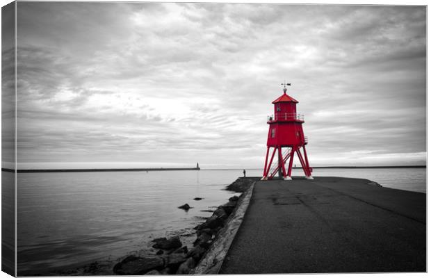 Herd Groyne Lighthouse in South Shields Canvas Print by Phil Page