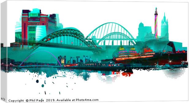 Newcastle Cityscape Art Canvas Print by Phil Page