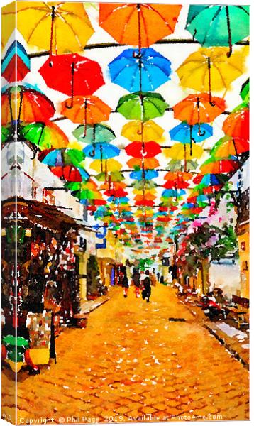 Umbrella Street Canvas Print by Phil Page