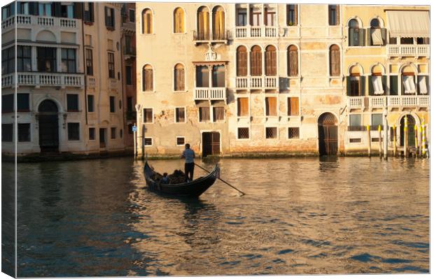 Silhouette of a gondola in evening sun Canvas Print by Andrew Michael