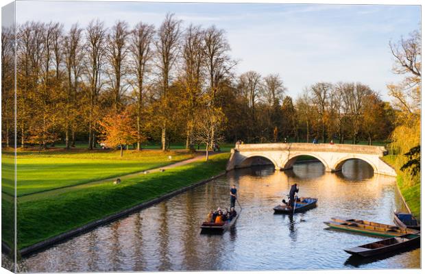 Punting on river Cam Canvas Print by Andrew Michael