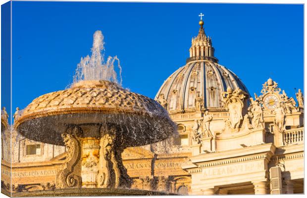 Bernini's fountains at St. Peter's square Canvas Print by Andrew Michael
