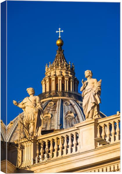St Peter's Cathedral Cupola and religious statues Canvas Print by Andrew Michael
