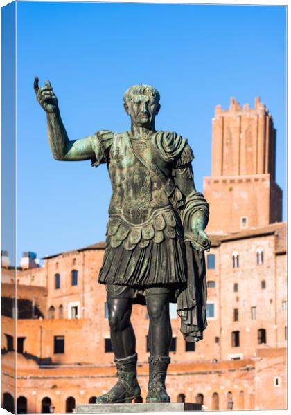 Emperor Trajan statue at Trajan's Market Canvas Print by Andrew Michael