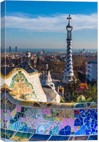 Park Guell houses Canvas Print by Andrew Michael