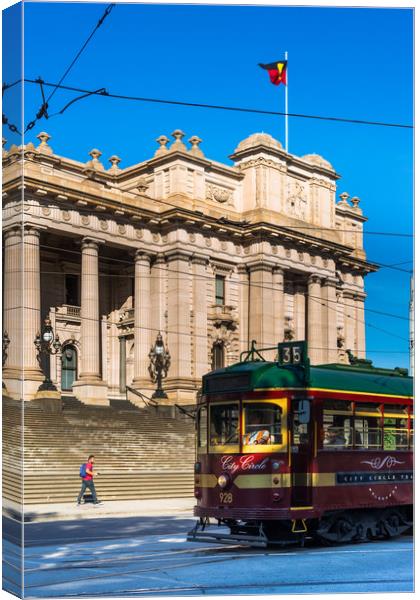 Old City Centre tram outside Parliament House Canvas Print by Andrew Michael